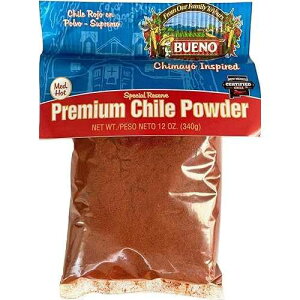 BUENO Medium Hot Red Chile Powder - Special Reserve Chimayo Chile Powder - Made from New Mexico Dried Red Chile Peppers - 12 Ounce Bag Bueno Foods BUENO Medium Hot Red Chile Powder - Special Reserve Chimayo Chile Powd