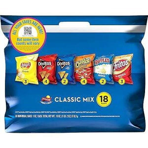 Frito Lay Snacks Classic Mix Chips Variety Pack, Lay's, Doritos, Fritos, Ruffles, Cheetos, 1oz Bags, (18 Pack) (Assortment May Vary)