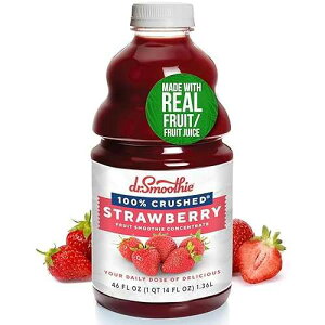 Dr. Smoothie 100% Crushed Strawberry Smoothie Concentrate| Non-GMO, Vegan, No Fat, Gluten-Free, Rich in Vitamin C, Real Strawberry Flavor, Perfectly Sweet | 46 Fl Oz