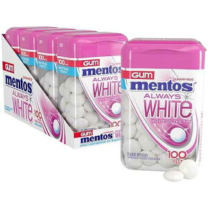Mentos Always White Bubble Fresh Sugar Free Chewing Gum with Xylitol Sweetener, 100 Count Bottle, 4 Bottles