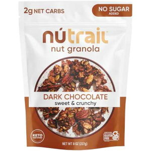 NuTrail Nut Granola Cereal, Dark Chocolate, No Sugar Added, Keto, Low Carb, Gluten Free, Grain Free, Healthy Breakfast 8 oz. 1 Count