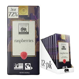 絶滅危惧種 ダークチョコバー ラズベリーグリズリー (12x3オンス) Endangered Species Chocolate Endangered Species Dark Choc Bar Raspberries Grizzly (12x3 OZ)