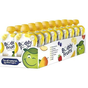 Buddy Fruits Snacks To Go Banana Unsweetened Applesauce 3.2oz Pouch (18pk) Gluten-Nut-Dairy-Preservatives-BPA Free, Non GMO, Kosher