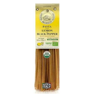 Morelli Lemon Pepper Linguine Pasta with Wheat Germ - Imported Linguine Organic Pasta from Italy - Naturally Flavored, Made in Italy - 8.8 oz (Pack of 1)