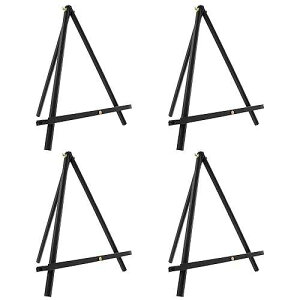 U.S. Art Supply 12 Black Wood Tabletop Easel (4 Pack) - Adjustable A-Frame Canvas Stand for Painting Party & Signs - Table Top Easel for Painting, Canvas Holder, Crafts, Photos, Pictures