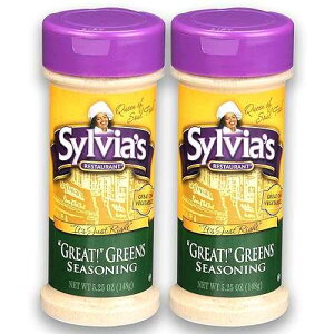 �V���r�A�X �O���[�g �O���[�� �V�[�Y�j���O 5.25 �I���X (2 �p�b�N) Sylvia's Restaurant Great! Greens Seasoning for Scrumptious Southern Collard Greens, All-purpose Vegetable Seasoning, 5.25oz (Pack of 2)