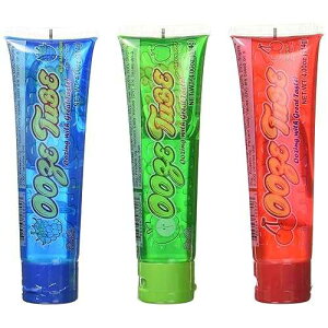 Kidsmania Ooze Tube �ɂ��ݏo�閡 �u���[���Y�x���[/�`�F���[/�O���[���A�b�v���A4�I���X (12�p�b�N) Kidsmania Ooze Tube Oozing Taste Blue Raspberry/Cherry/Green Apple, 4 Ounce (Pack of 12)
