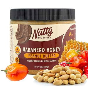 Nutty Novelties Habanero Honey Spicy Peanut Butter - High Protein, Low Sugar Healthy Peanut Butter - All-Natural Peanuts Free of Cholesterol & Preservatives - 15 Ounces