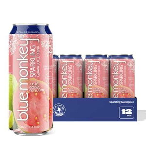 Blue Monkey Sparkling Guava Juice - Real Fruit Juice, No Sugar Added, All Natural, Lightly Carbonated, Halal Certified - Refreshing Tropical Sparkling Water Alternative - 11.2oz (330ml) 12 Pack (11.2oz, Guava Juice