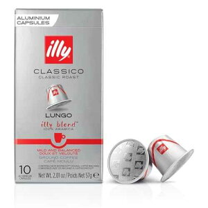 Illy Espresso Compatible Capsules - Single-Serve Coffee Capsules & Pods - Classico Lungo Roast - Notes Of Caramel, Orange Blossom & Jasmine Coffee Pods - For Nespresso Coffee Machines 10 Count