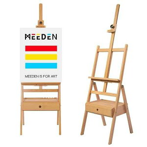 MEEDEN ting Easel with Storage Drawer, Studio H-Frame Easel- Adjustable (60~75) Solid Beech Wood Easel Stand for ting for Adults, Holds Canvas Art up to 35,Natural