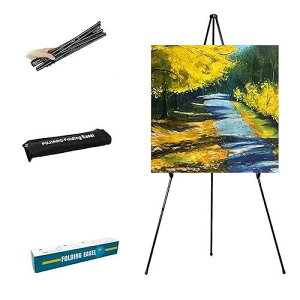 PUJIANG Easel Stand for Signs,63 Easels for Displaying Pictures, Display Easels for Wedding Sign Poster, Metal Floor Standing Easel,Folding Art Easel for Painting, Welcome Sign Stand with Carry Bag