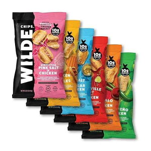 Wilde Chips �̃`�L���`�b�v�X �o���G�e�B�A6 �t���[�o�[�A2.25 �I���X �o�b�O (6 ��) Chicken Chip Variety by Wilde Chips, 6 Flavors, 2.25oz Bag (6 Count)