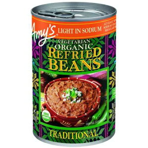 Amy's Organic Refried Beans Canned, Traditional Beans Light in Sodium, Vegan. Gluten Free and Vegetarian, 15.4 Oz