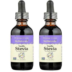 NuNaturals Liquid Vanilla Stevia, Sugar-Free Sweetener, Plant-Based Sugar Substitute, Zero Calorie, 2oz (2-Pack)