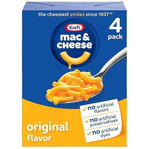 Kraft Mac & Cheese Kraft Mac and Cheese, 4 Boxes, for Easy Dinner or Dinner Sides, Original Flavor, No Artificial Flavors, Preservatives or Dyes, 7.25 oz