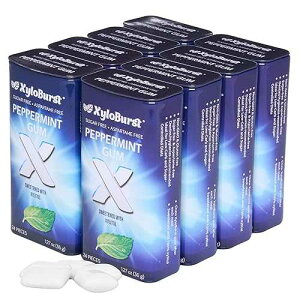XyloBurst Gum | Xylitol Chewing Gum | Sugar Free, Gluten Free, Keto Friendly | Aspartame Free Gum For Oral Health | Peppermint | 24 Pieces (Pack of 8)