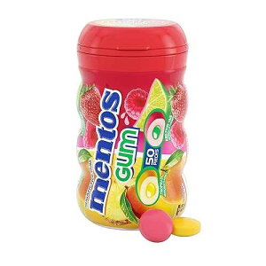 Mentos Pure Fresh Sugar-Free Chewing Gum with Xylitol, Red Fruit Lime, 90% Recyclable Curvy Bottle, 50 Pieces per Bottle (Pack of 1)