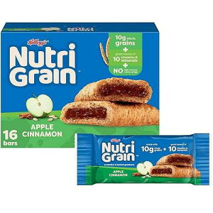 Nutri-Grain Breakfast Bars, Made with 10g Whole Grains, Snack Bars, Apple Cinnamon, 20.8oz Box, 16 Count (Pack of 3) Nutri Grain Nutri-Grain Breakfast Bars, Made with 10g Whole Grains, Snack Bars, Apple Cinnamon,