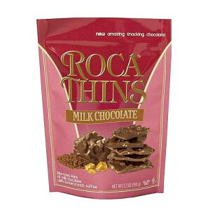 Brown & Haley ROCA THINS Stand-up Resealable Pouch - Bite-Sized Thins with Buttercrunch Toffee and Sea Salt - Gluten Free Kosher Candy - 5.3 oz (5.3 Ounce (Pack of 1), Almond)