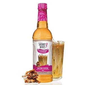 Jordan's Skinny Mixes Sugar Free Coffee Syrup, Butter Toffee Coffee Flavoring Syrup, Zero Calorie Drink Mix, Lattes, Baking, Protein Shake or Cocktail, Dairy & Gluten Free, Kosher, 25.4 Fl Oz