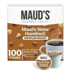 Maud's Sweet Hazelnut Flavored Coffee Pods, 100 ct, Medium Roast Flavored Coffee in Recyclable Single Serve Pods ? 100% Arabica Beans, Compatible with Keurig K Cups Maker