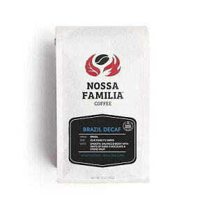 Nossa Familia Brazil Medium Dark-Roast Coffee - Fair Trade Whole Coffee Beans - Medium Roast with Low Bitterness - Roasted Whole Coffee Beans - Sourced from Small Peruvian Farms - Brazilian Decaf 12oz