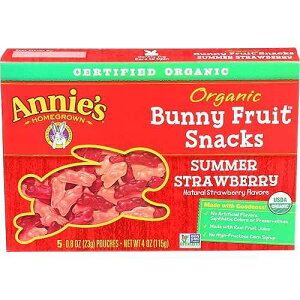 Annie's Homegrown, Bunny Fruit Snacks Summer Strawberry Organic, 0.8 Ounce, 5 Pack5