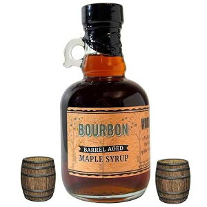 WOOD'S Vermont Bourbon Barrel Aged Maple Syrup ? Premium Maple Syrup with Rich Flavor & Subtle Bourbon Notes ? Ideal for Pancakes, Desserts, and Cocktails ? 8.45 oz
