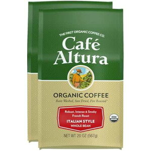 Cafe Altura Whole Bean Organic Coffee, Italian Style, 20 oz Bag (Pack Of 2)