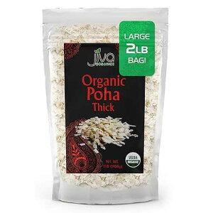 Jiva Organics �I�[�K�j�b�N �|�n ���� 2 �|���h �o���N�o�b�O - ����ȕ� Jiva Organics Organic Poha Thick 2 Pound Bulk Bag - Flattened Rice