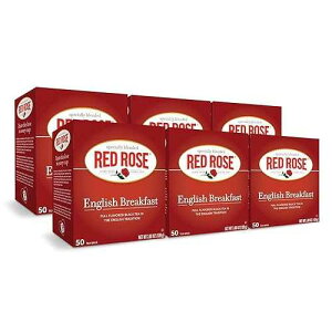 Red Rose English Breakfast Tea Specially Blended Strong Robust Black Tea with 50 Individually Wrapped Tea Bags Per Box (Pack of 6) Contains Caffeine Brew Hot Full Flavored Black Tea in the English Tradition