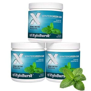 XyloBurst Gum | Xylitol Chewing Gum | Sugar Free, Gluten Free, Keto Friendly | Aspartame Free Gum For Oral Health | Wintergreen | 100-Count Jar, Pack of 3