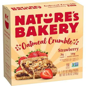 Nature's Bakery Nature�fs Bakery Oatmeal Crumble Bars, Strawberry, Real Fruit, Vegan, Non-GMO, Breakfast Bar, 1 Box With 6 Bars, 6 Count