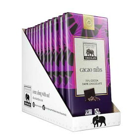 絶滅危惧種のチョコレートバー | カカオニブ + ダークチョコレート | 72% カカオ、抗酸化物質たっぷりの大胆なチョコレート味 | ビーガン＆グルテンフリー | 3オンスバー(12パック) Endangered Species Chocolate Endangered Species Dark Chocolat