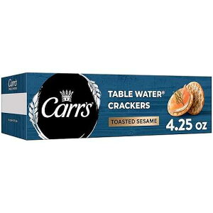 Carr's Table Water Crackers, Baked Snack Crackers, Party Snacks, Toasted Sesame, 4.5oz Box (1 Box)