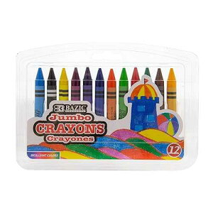 BAZIC PRODUCTS BAZIC Crayons Jumbo 12 Color, Assorted Color Coloring Crayon Set, Non Toxic Drawing Crayons for School Art, Gift for Kids Artist (12/Pack), 1-Pack