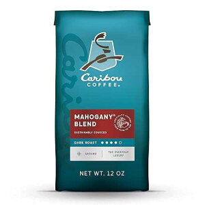 Caribou Coffee, Mahogany Dark Roast, 12 oz. Bag, Dark Roast Blend of El Salvador, Sumatra, & Guatemala Coffee Beans, Earthy, Dark, & Bold, with A Raw Sugar Finish, Arabica Coffee; Sustainable Sourcing