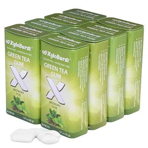 XyloBurst Gum | Xylitol Chewing Gum | Sugar Free, Gluten Free, Keto Friendly | Aspartame Free Gum For Oral Health | Green Tea | 24 Pieces (Pack of 8)