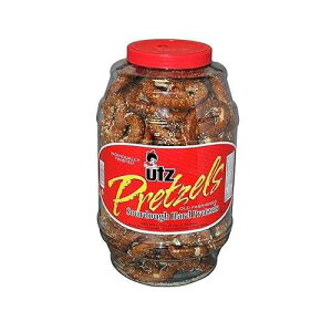 UTZ Old Fashioned Broken Sourdough Hards Pretzels ? 64 oz Barrel ? Big and Thick Classic Pretzel Knot Twist, Crunchy Sourdough Pretzel with Zero Cholesterol, 4 Pound (Pack of 1)
