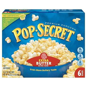 Pop Secret �|�b�v�R�[���A�G�N�X�g���o�^�[�A3.2 �I���X�d�q�����W�o�b�O�A6 �J�E���g�{�b�N�X (6 �p�b�N) Pop Secret Extra Butter Microwave Popcorn 6ct (3.2oz Bags), 19.2oz Box (Pack of 1) - Microwave Popcorn, Non-GMO P