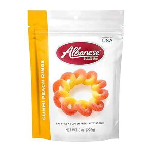 �A���o�j�[�Y ���[���h �x�X�g �O�~ �s�[�` �����O�A8 �I���X Albanese World's Best Gummi Peach Rings | 8oz of Candy | Gluten Free, Fat Free, Soft and Chewy Gummy | Perfect as a Drink Garnish for Parties, Including in