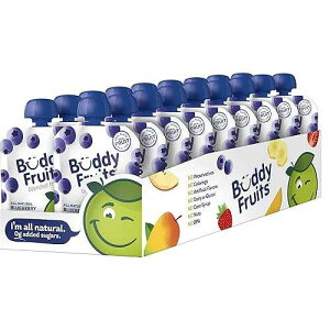 Buddy Fruits Snacks To Go Blueberry Unsweetened Applesauce 3.2oz Pouch (18pk) Gluten-Nut-Dairy-Preservatives-BPA Free, Non GMO, Kosher
