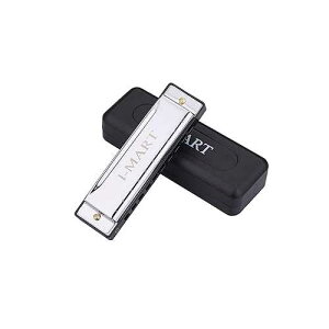I-MART Blues Harmonica, 10 Hole Key of C Diatonic Harmonica, Easy to Play for Beginners, with Case (Sliver)