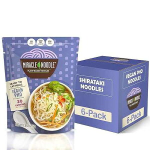 Miracle Noodle Vegan Pho Ready To Eat Meal, 10 Oz (Pack of 6), Plant Based Shirataki Konjac Noodles, 20 Calories Per Serving, Low Carb, Gluten-Free