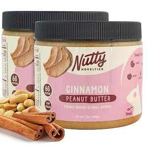 Nutty Novelties Cinnamon Peanut Butter - High Protein, Low Sugar Healthy Peanut Butter - All-Natural Peanuts Free of Cholesterol, Preservatives & Salt - 2 x 15 Ounces
