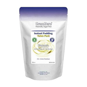 GramZero Banana Sugar Free Pudding Mix 12-Pack, Great For Nutrition Club Meal Replacement Shakes, Low Calorie Dessert, Stevia Sweetened