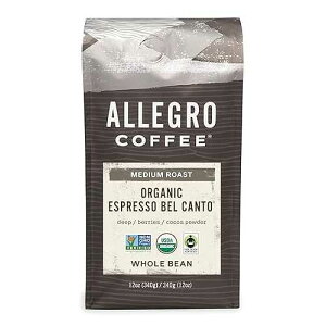 Allegro Coffee �I�[�K�j�b�N �G�X�v���b�\ �x���J���g �S���R�[�q�[�A12 �I���X Allegro Coffee Organic Espresso Bel Canto Whole Bean Coffee, 12 oz(Pack of 1)