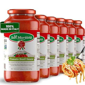 La San Marzano Tomato Basil Sauce, 24 oz, Pasta Sauce Made in Italy, All Purpose Tomato Premium Quality, All Natural, Mediterranean Diet, Non GMO, Vegan, Gluten Free