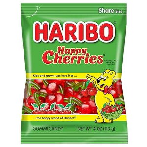 �n���{�[ �O�~ �L�����f�B�A�n�b�s�[�`�F���[�A4 �I���X �o�b�O(12����) Haribo Gummi Candy, Happy-Cherries, 4 oz. Bag (Pack of 12)